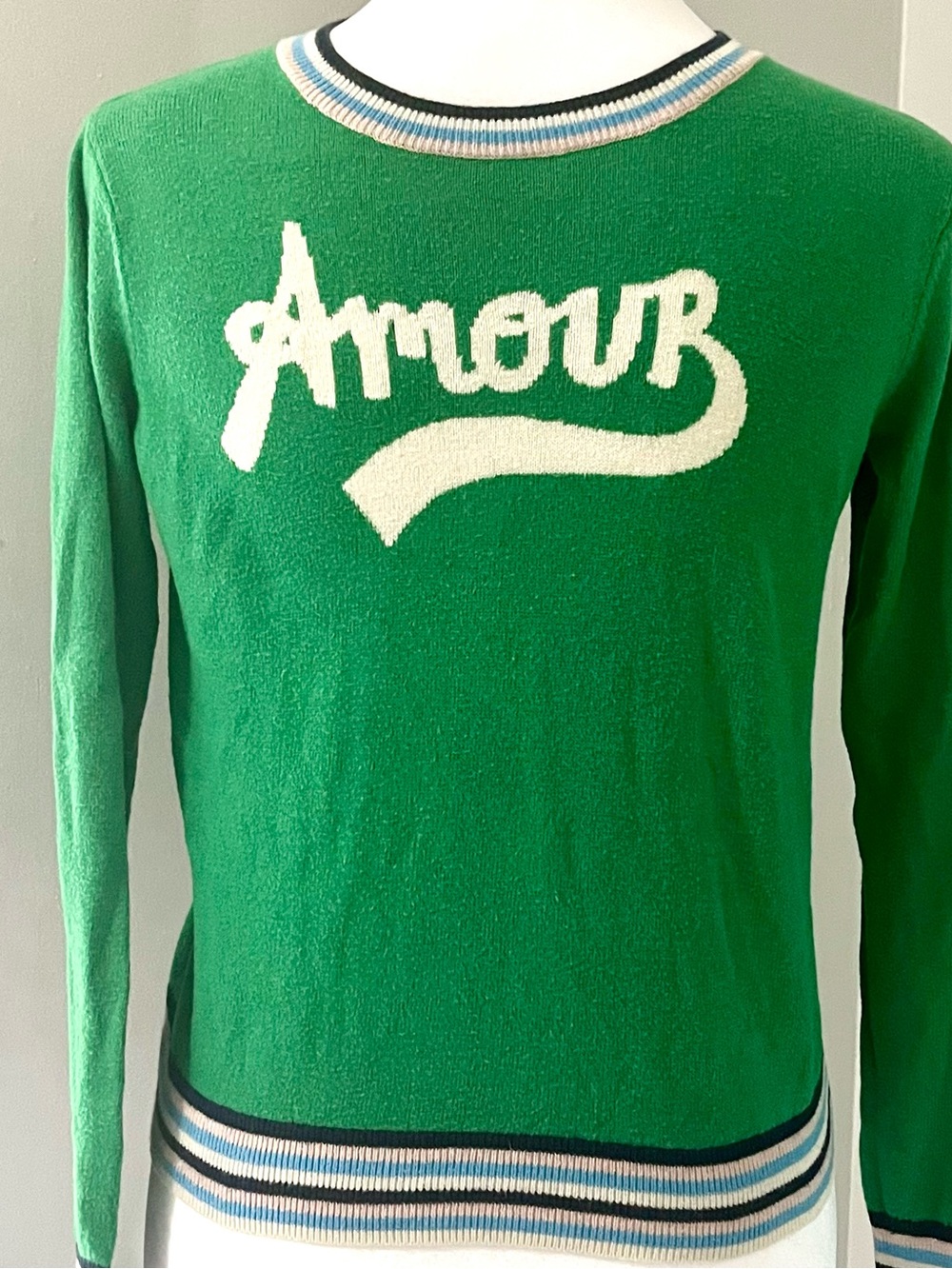 Girls Size L Green 'Amour' Knit Sweater